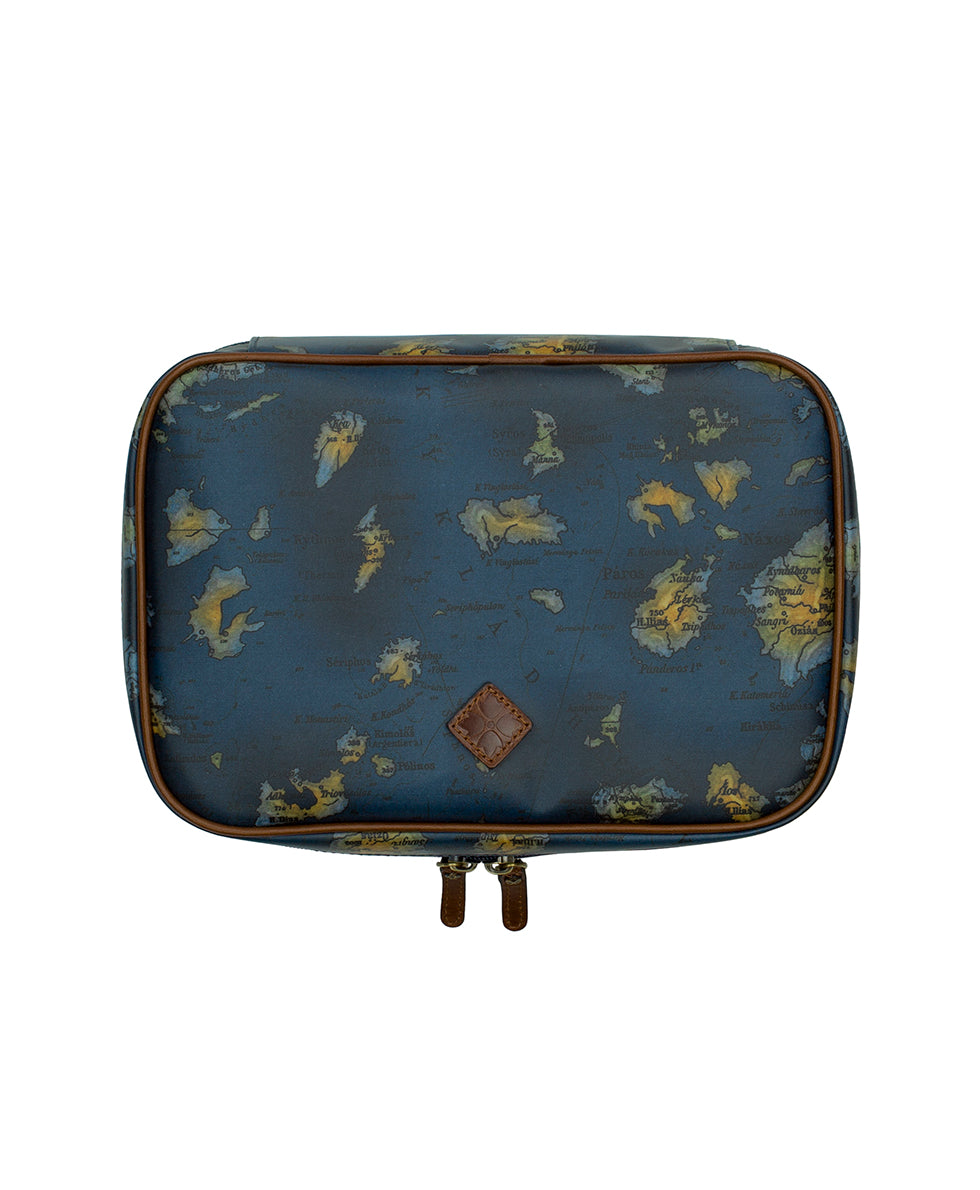 Ilaria Hanging Case - Patina Coated Linen Canvas – Greek Map