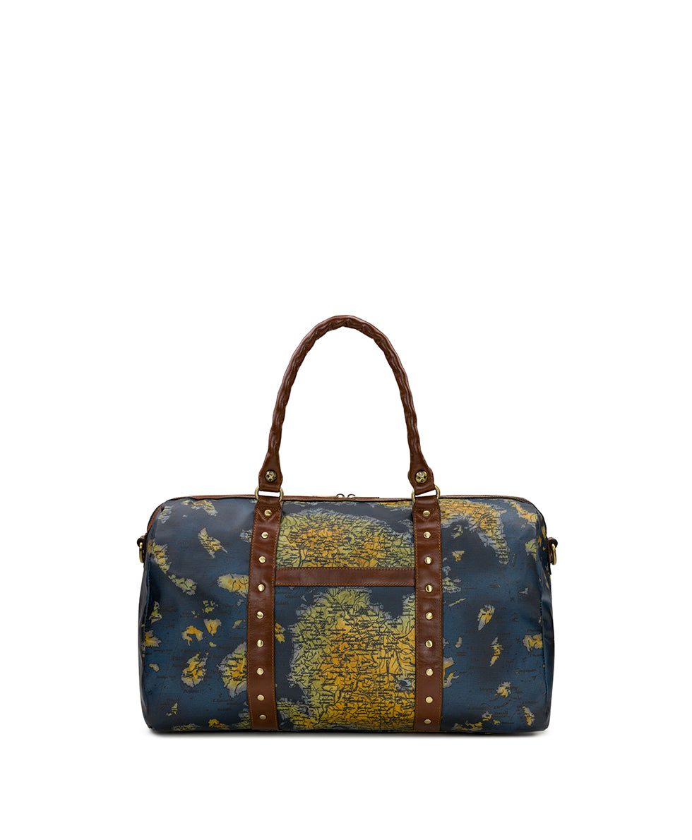 Milano Weekender Duffel - Patina Coated Linen Canvas – Greek Map