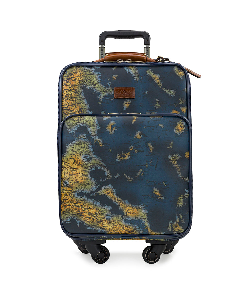 Vettore Trolley - Patina Coated Linen Canvas – Greek Map