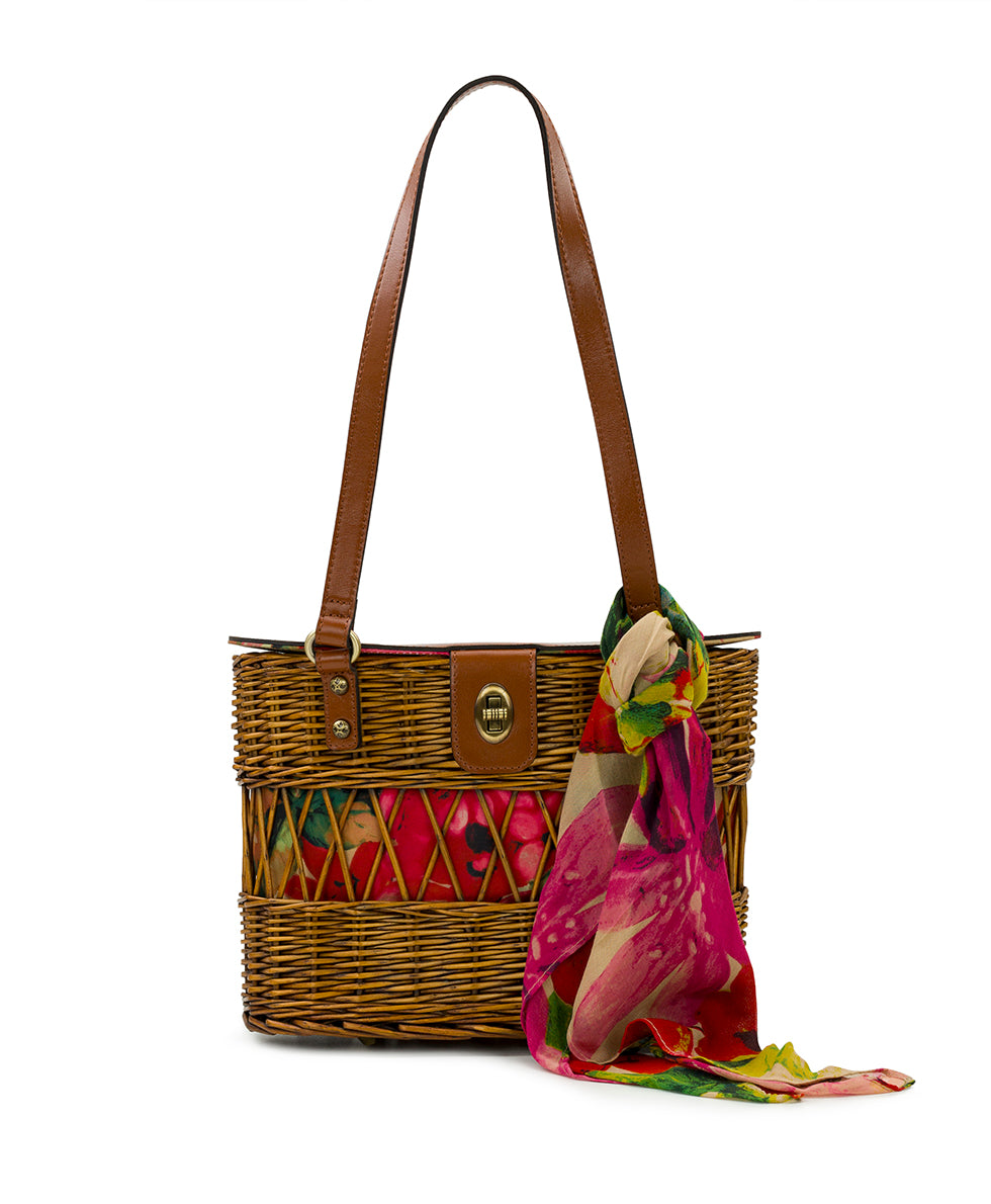 Kalamaria Satchel with Spring Multi Scarf - Spring Wicker