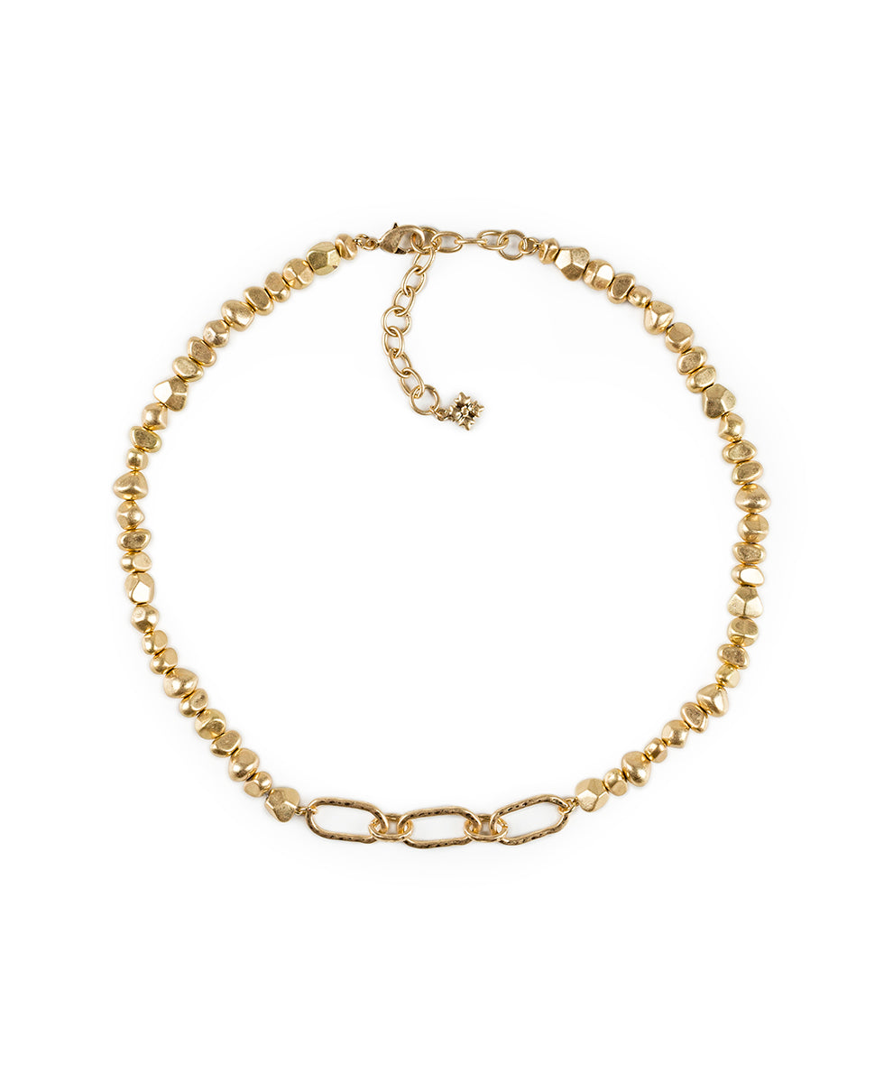 Chip Bead Short Necklace - Hammered