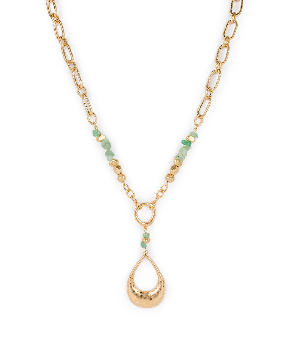 Large Tear Drop Pendant Necklace - Hammered