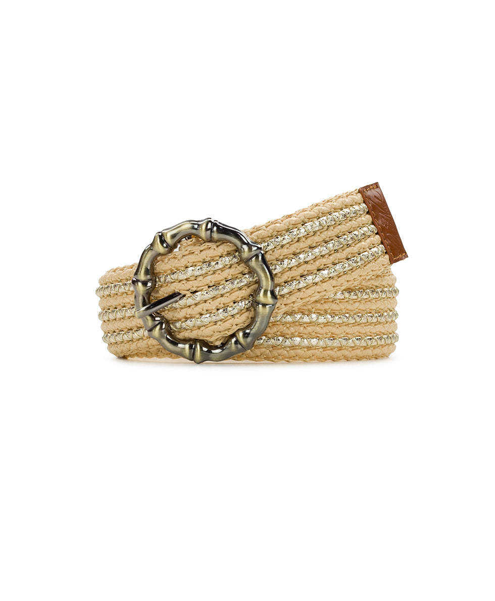 Kiana Belt - Woven Straw — Beige