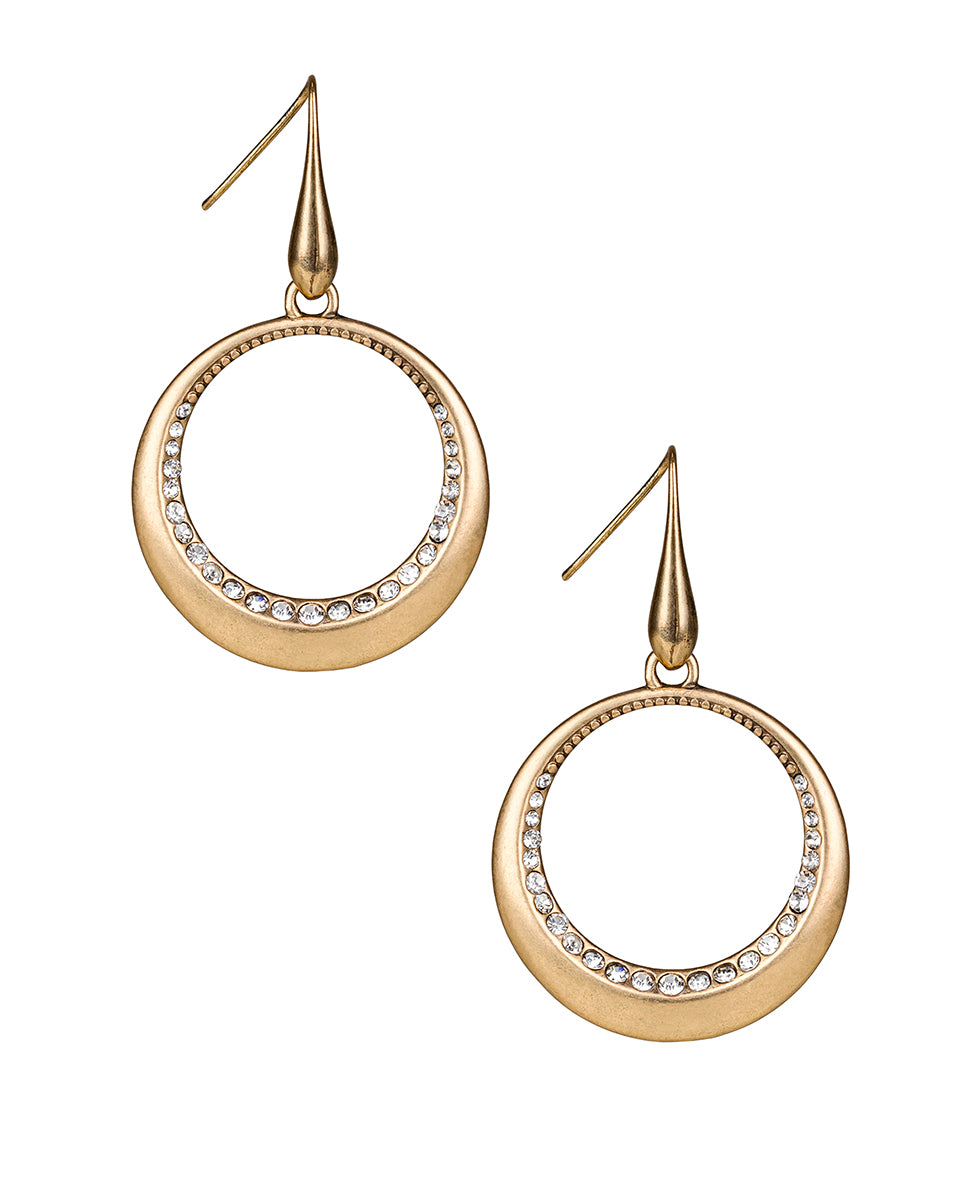 Open Circle Hoop Drop Earrings - Sparkle