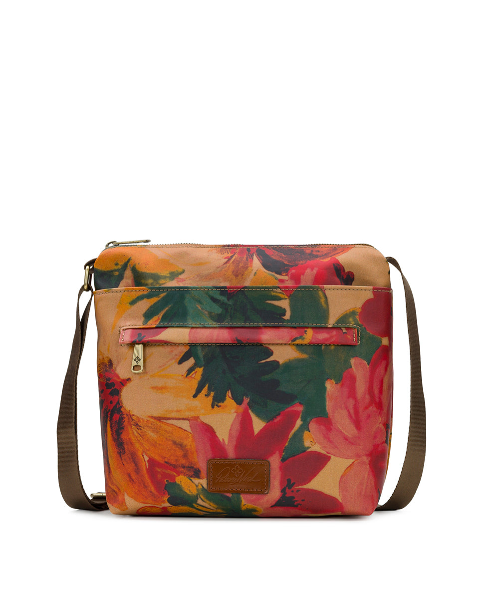 Carmini Crossbody - Patina Coated Linen Canvas — Spring Multi