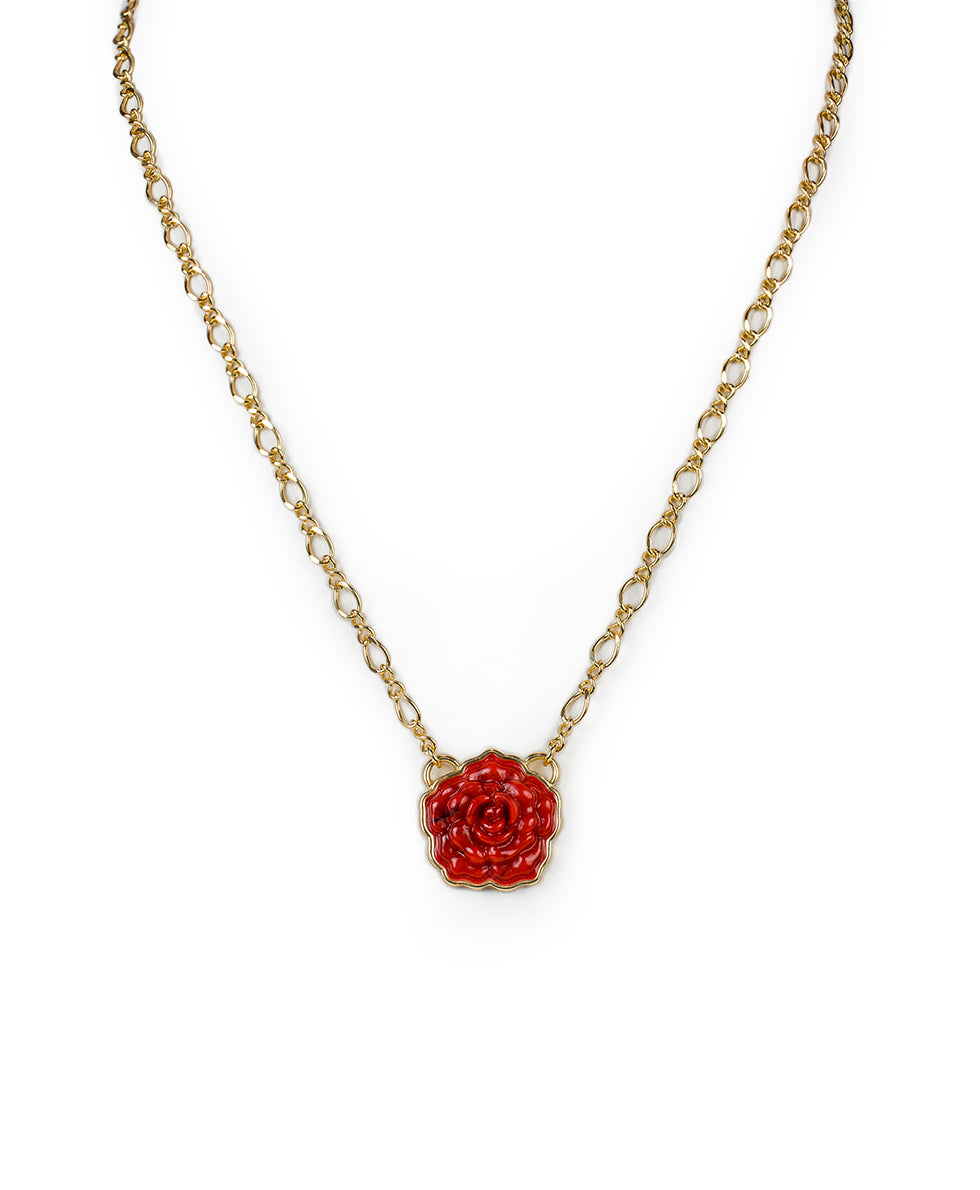 Flower Pendant Necklace - Rosey