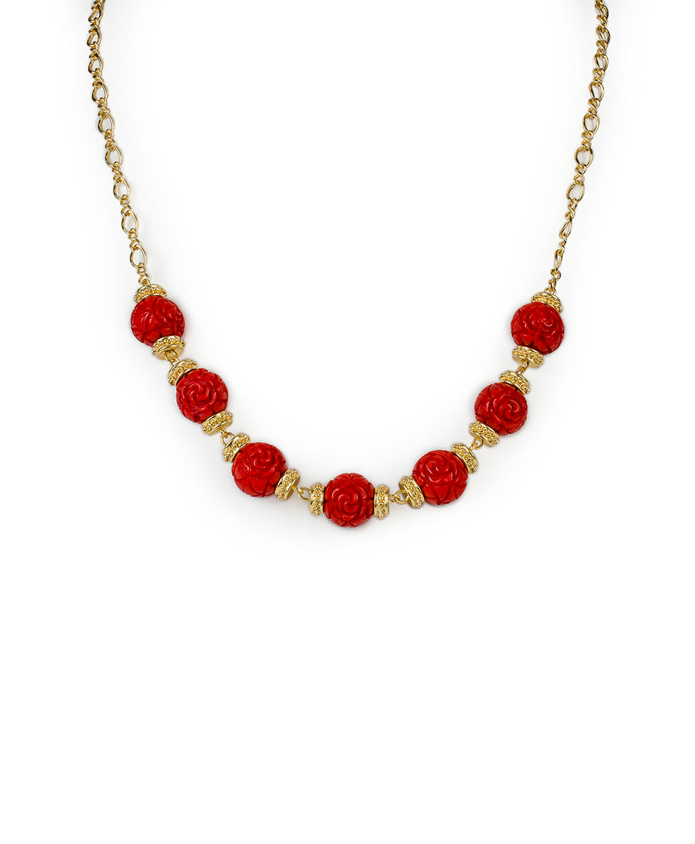 Rose Bead Necklace - Rosey