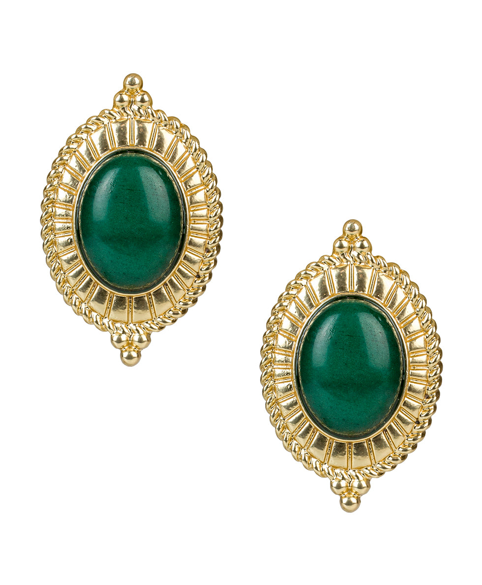 Oval Button Cabochon Earrings - Museum