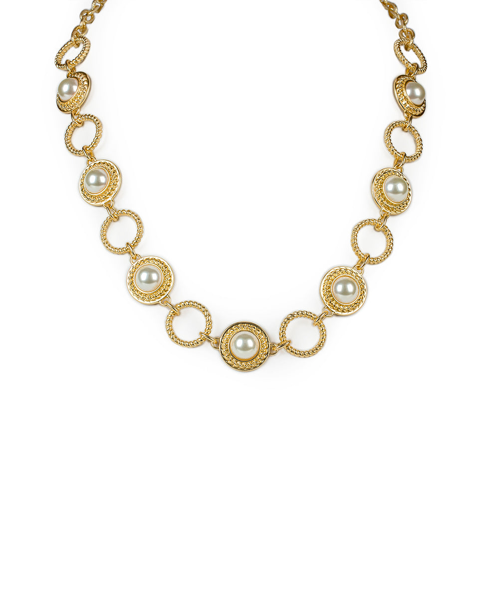Pearl and Ring Necklace - Rope Ring