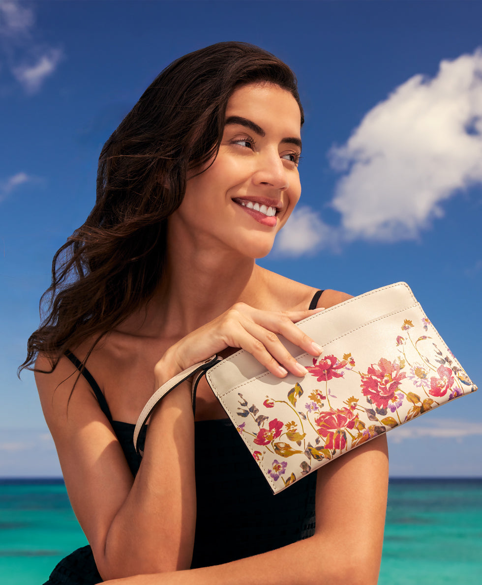 Sivota Wristlet Clutch - Aegean Blooms Spot Print
