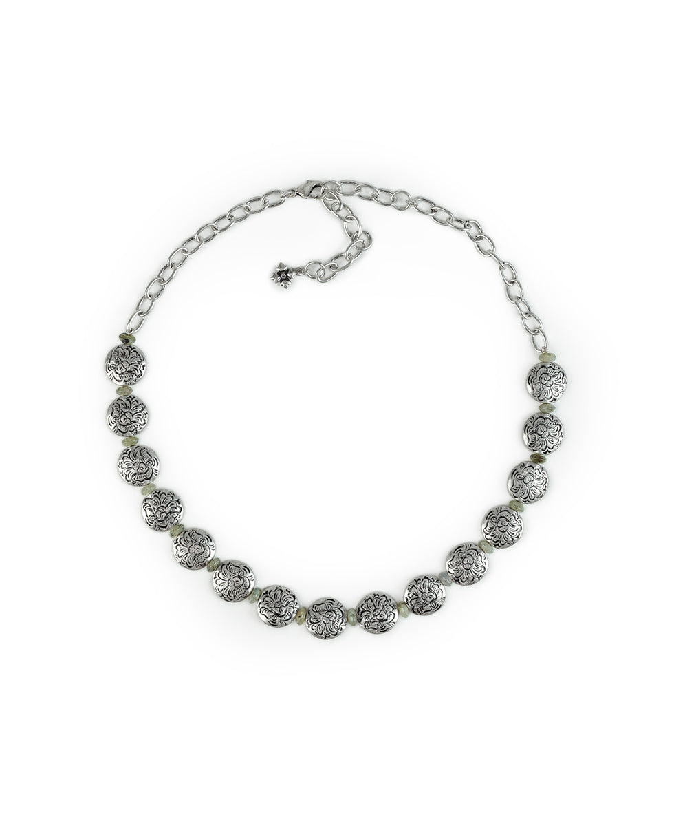 Lentil Bead Short Necklace - Etched Rose