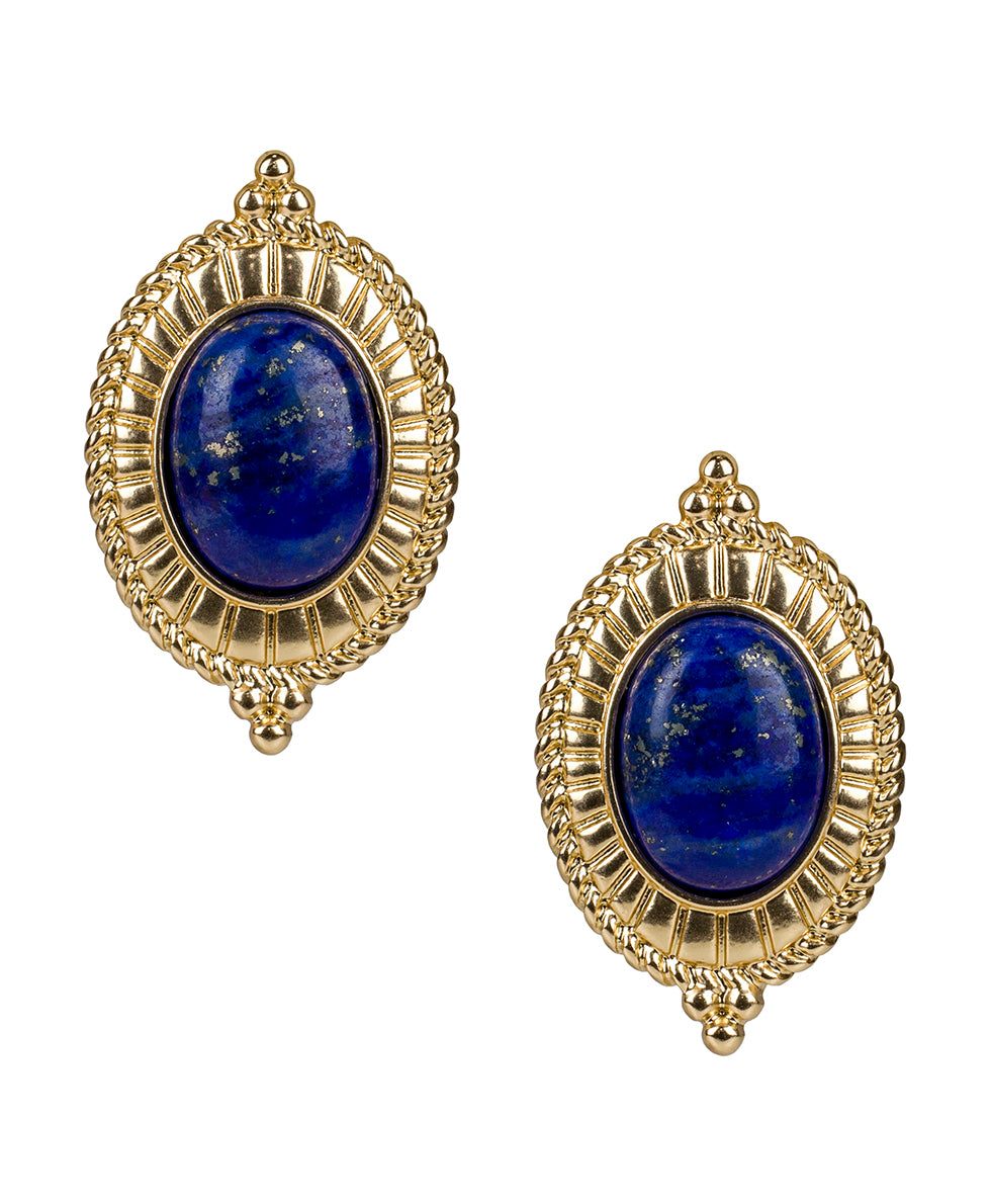 Oval Button Cabochon Earrings - Museum