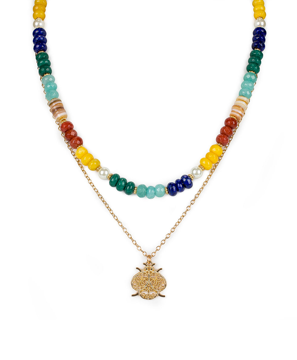 Bead Pendant Necklace - Filigree and Flutter
