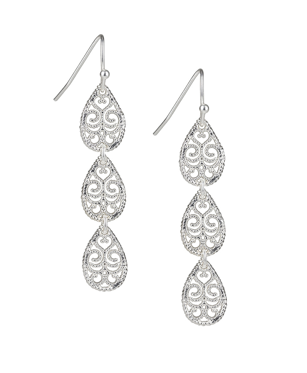 Tear Drop Wire Earrings - Filigree and Flutter