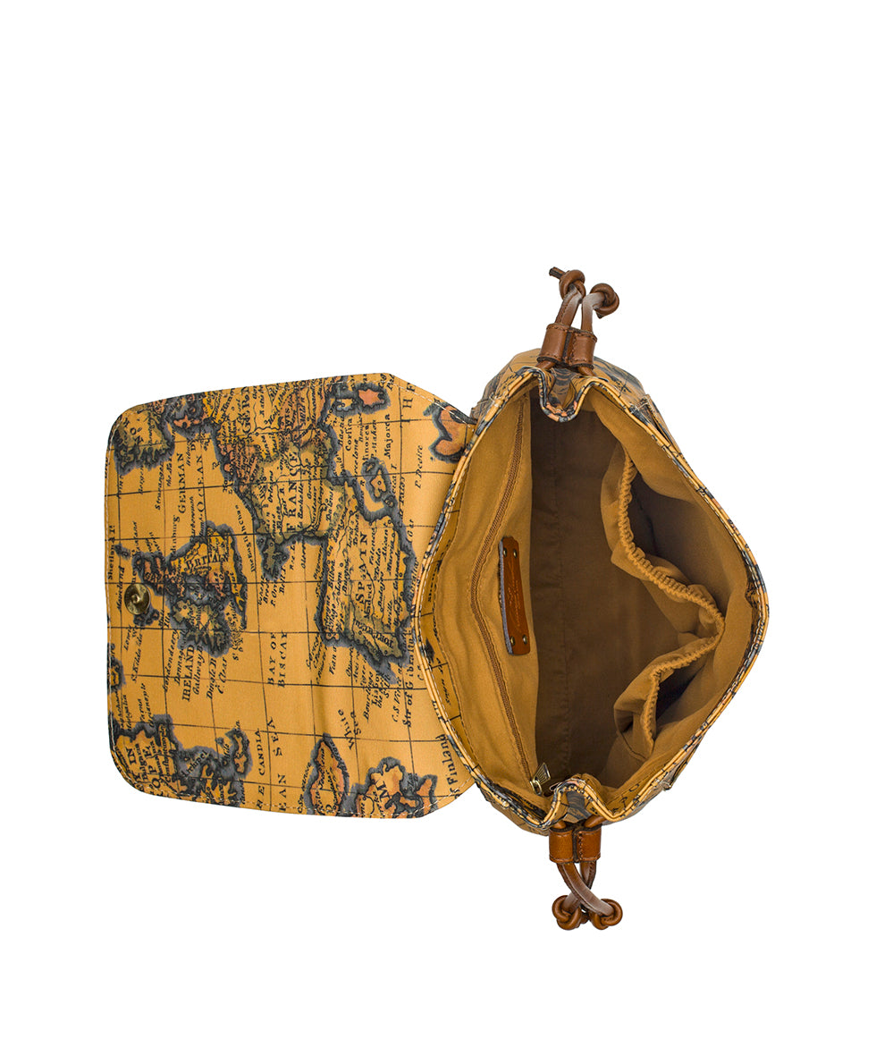 Arino Convertible Backpack - Patina Coated Linen Canvas — European Map Print