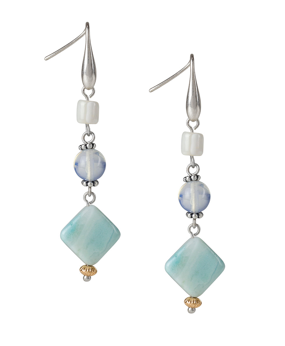Diamond Double Drop Earrings - Eclectic Bead