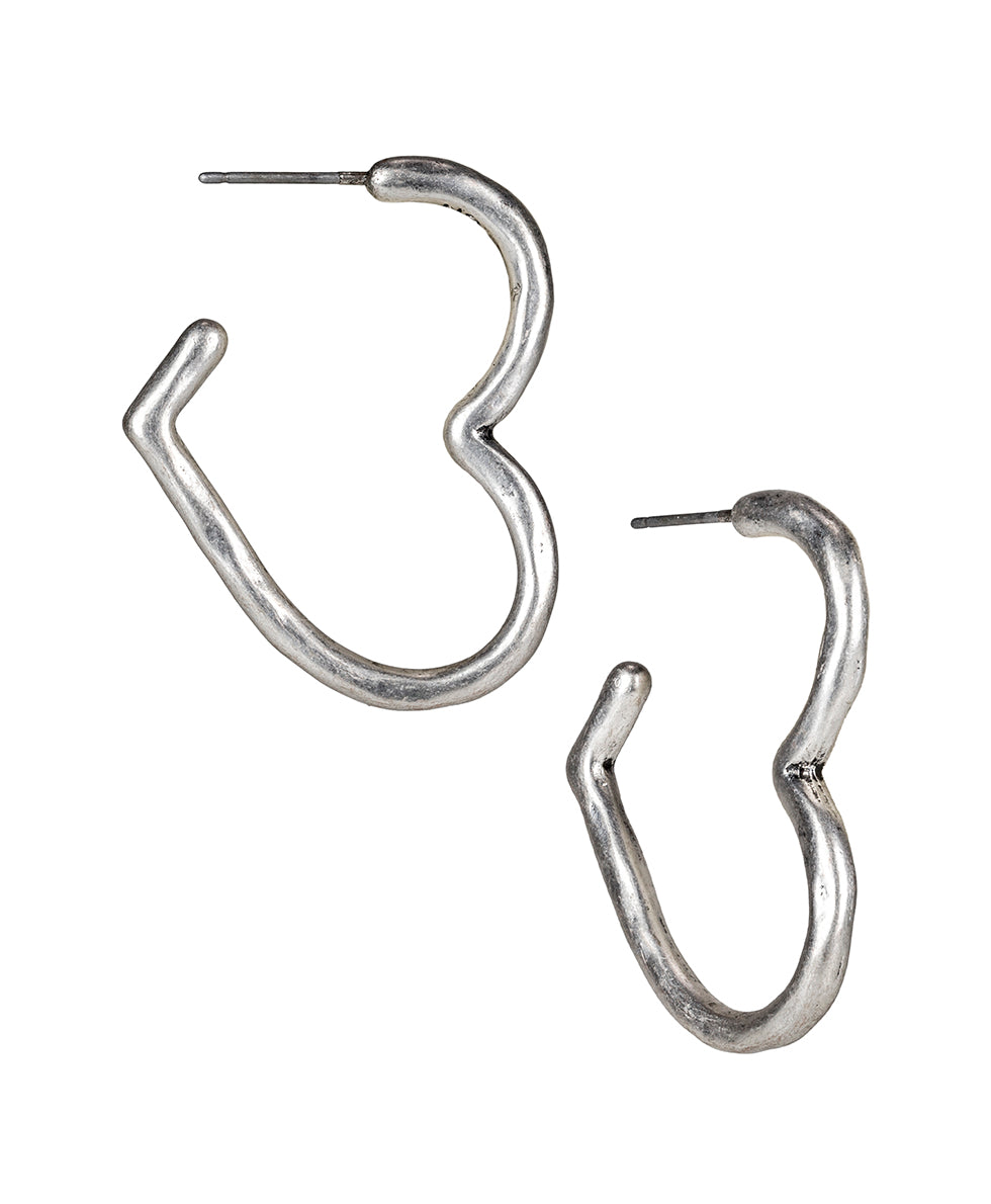 Hammered Heart Hoop Earrings - Not So Basics