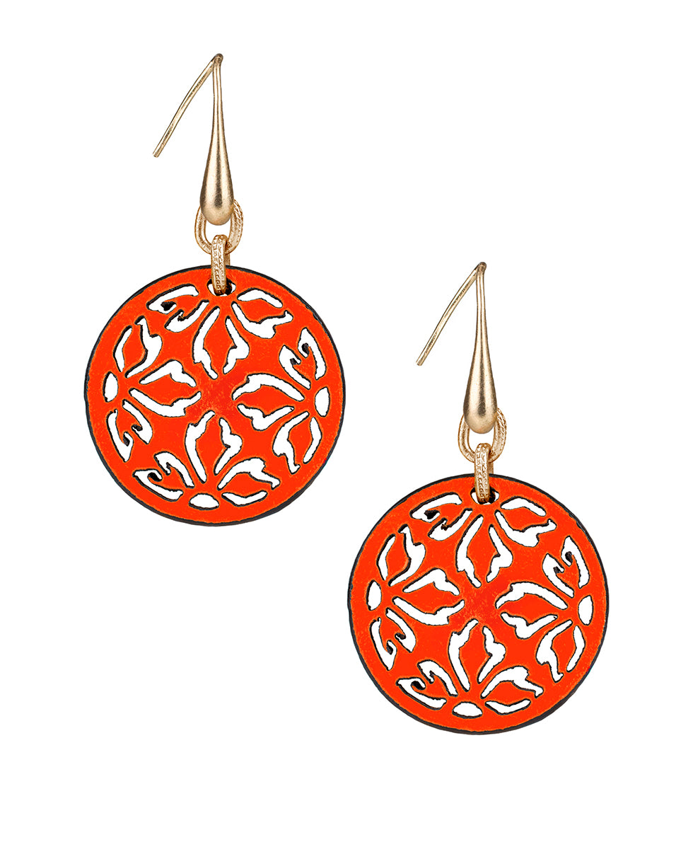 Eudora Cutout Floret Earrings - Leather Lace