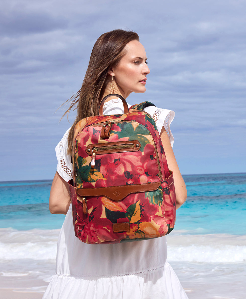 Karina Backpack - Patina Coated Linen Canvas — Spring Multi