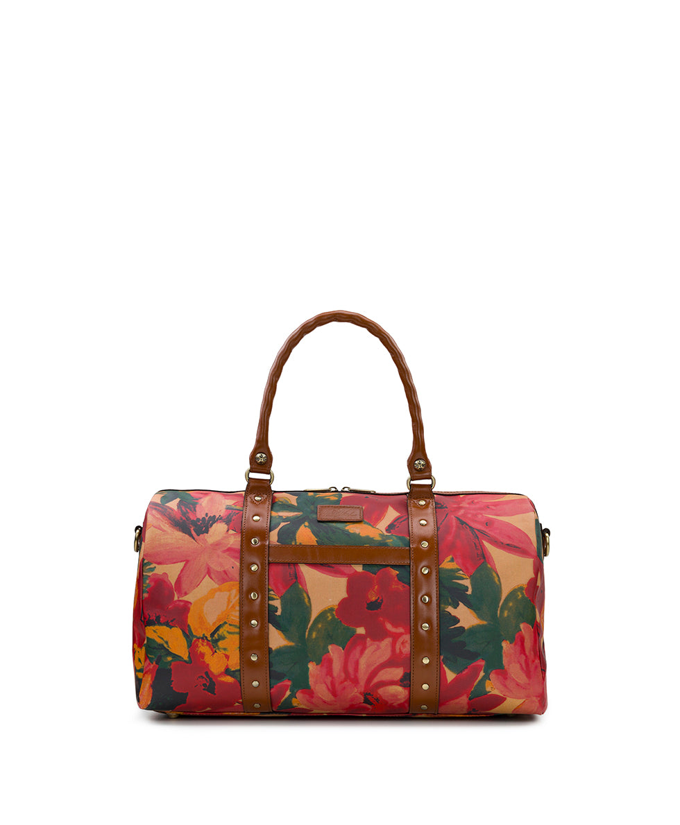 Milano Weekender Duffel Bag - Patina Coated Linen Canvas — Spring Multi