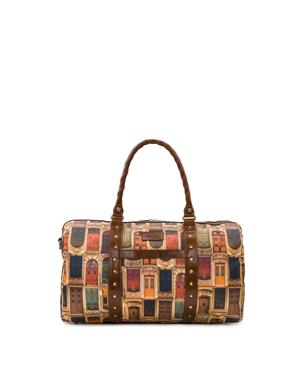 Milano Weekender Duffel Bag - Patina Coated Linen Canvas — Doorways To Italy