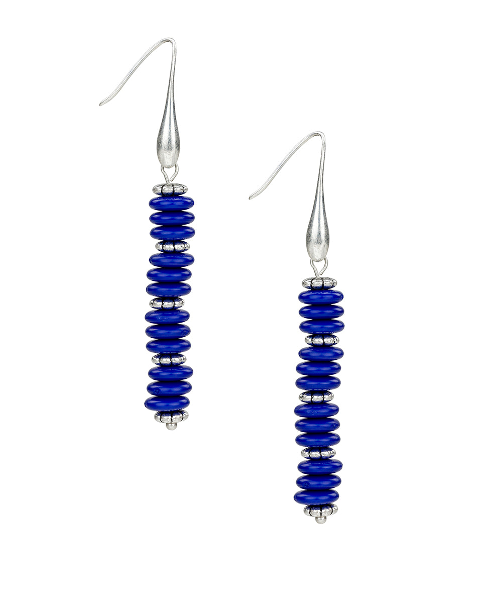 Etched Bead Drop Earrings - Ceramic Bead