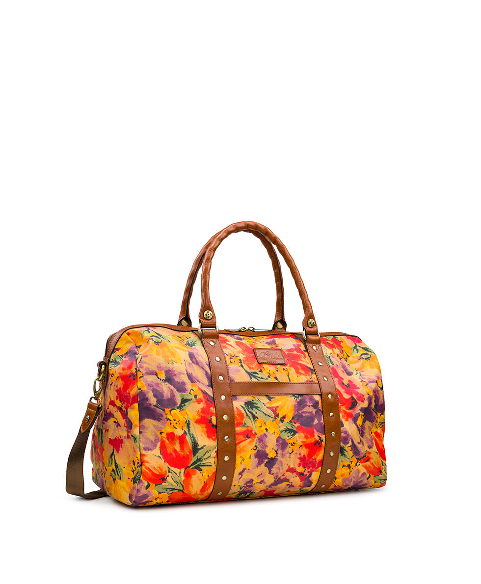 Milano Weekender Duffel Bag - Patina Coated Linen Canvas - Rainforest