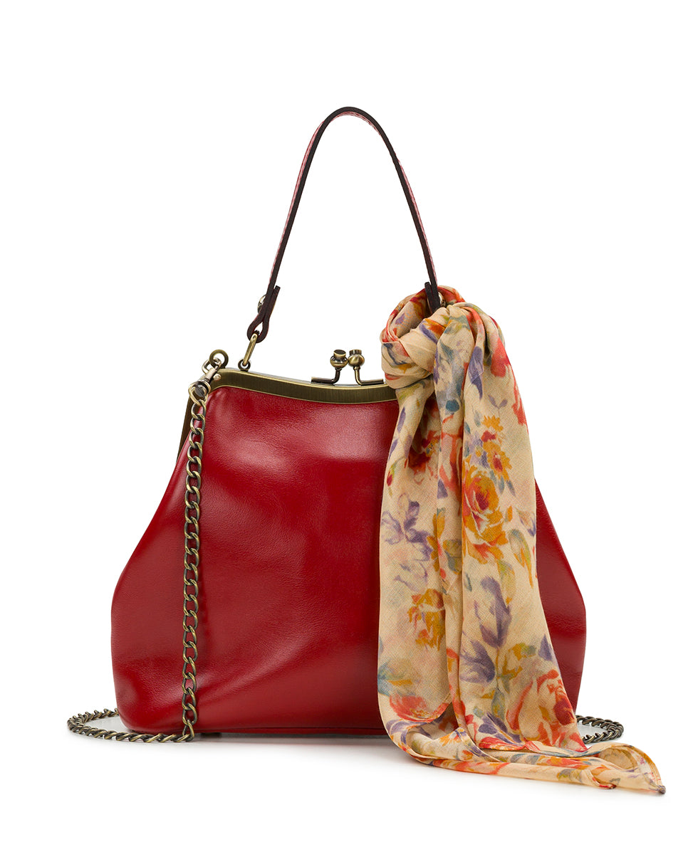 Laureana Frame with Aegean Blooms Scarf - Vintage Distressed Leather