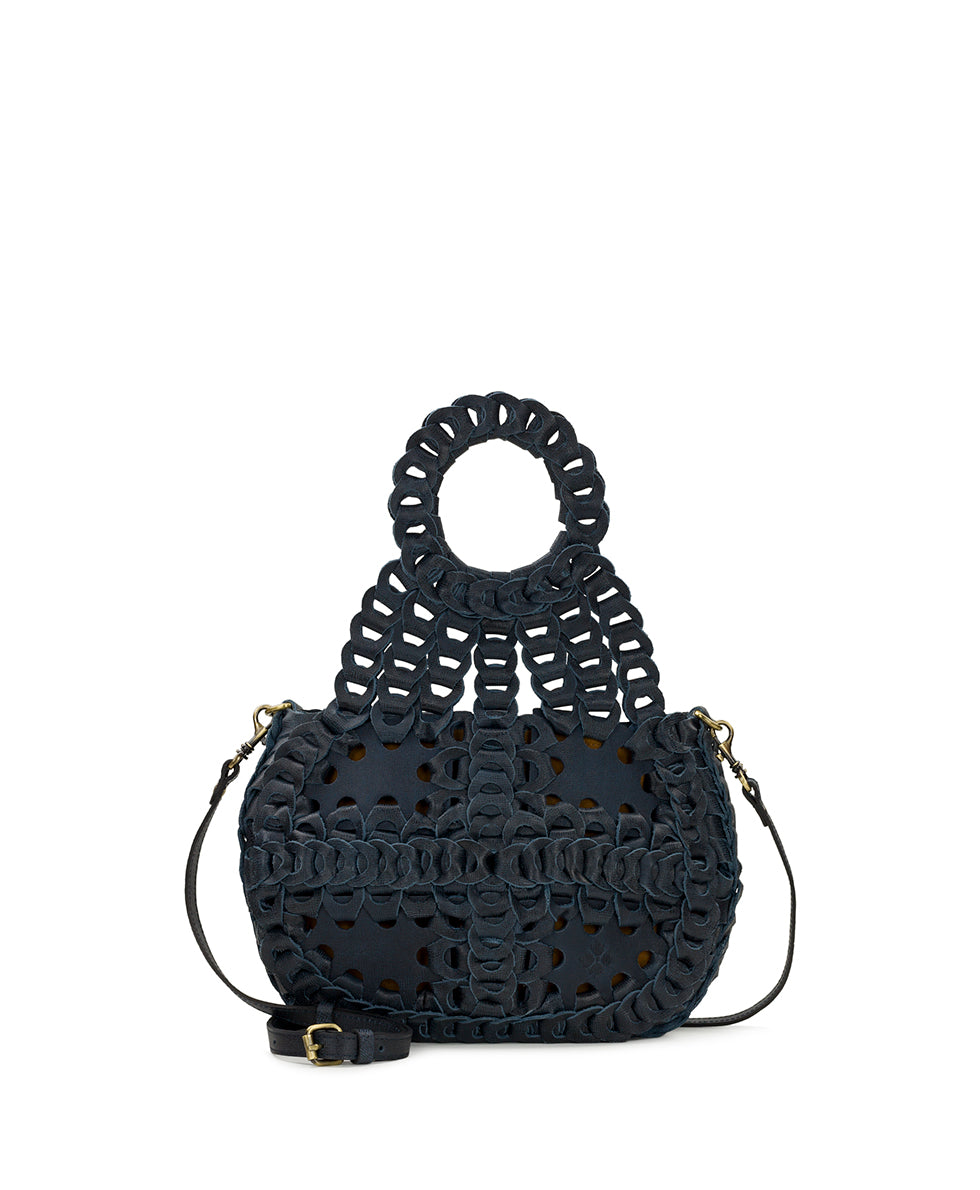 Ticci Flapover Crossbody Bag - Chainlink Leather – Dark Denim