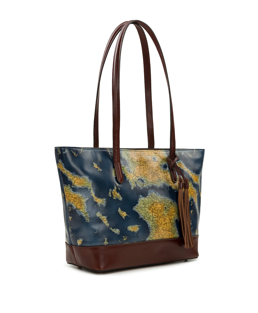 Verzi Tote with Tassel - Greek Map