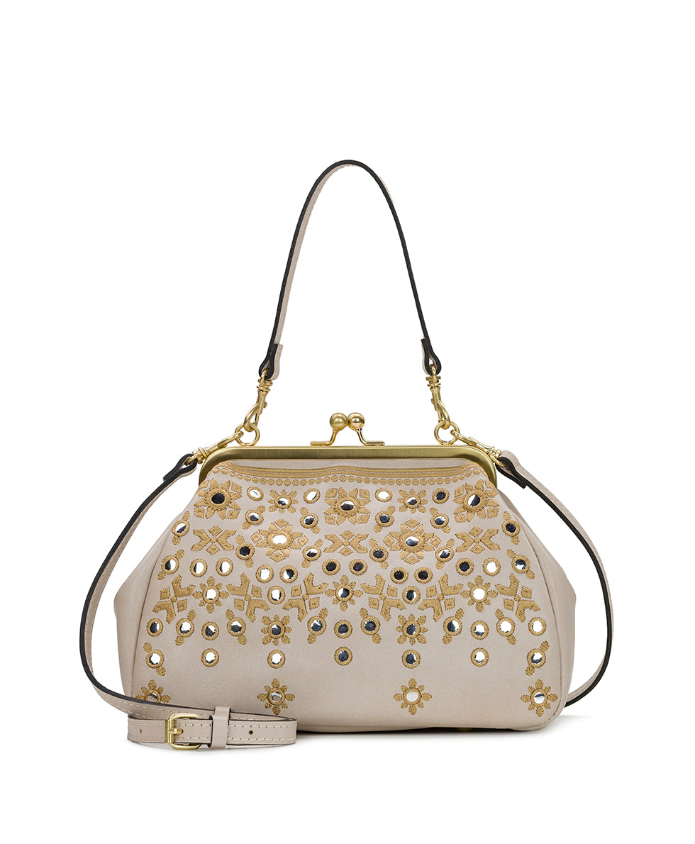 Annie Frame Crossbody - Greek Mirror Embroidery