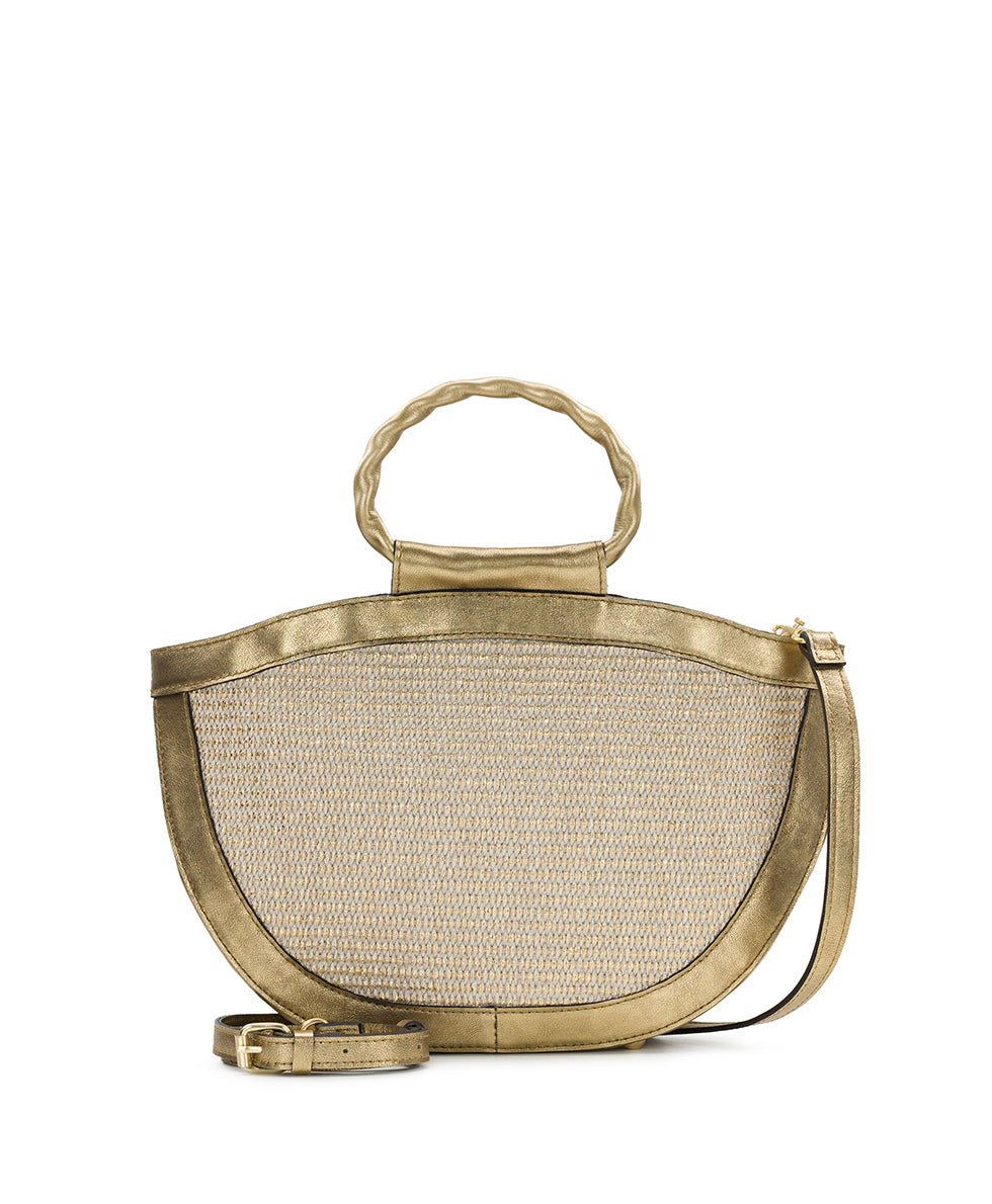 Ossi Satchel - Distressed Metallic Raffia