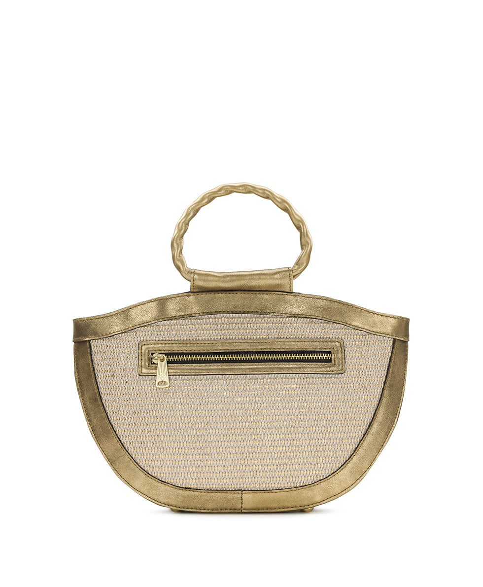 Ossi Satchel - Distressed Metallic Raffia