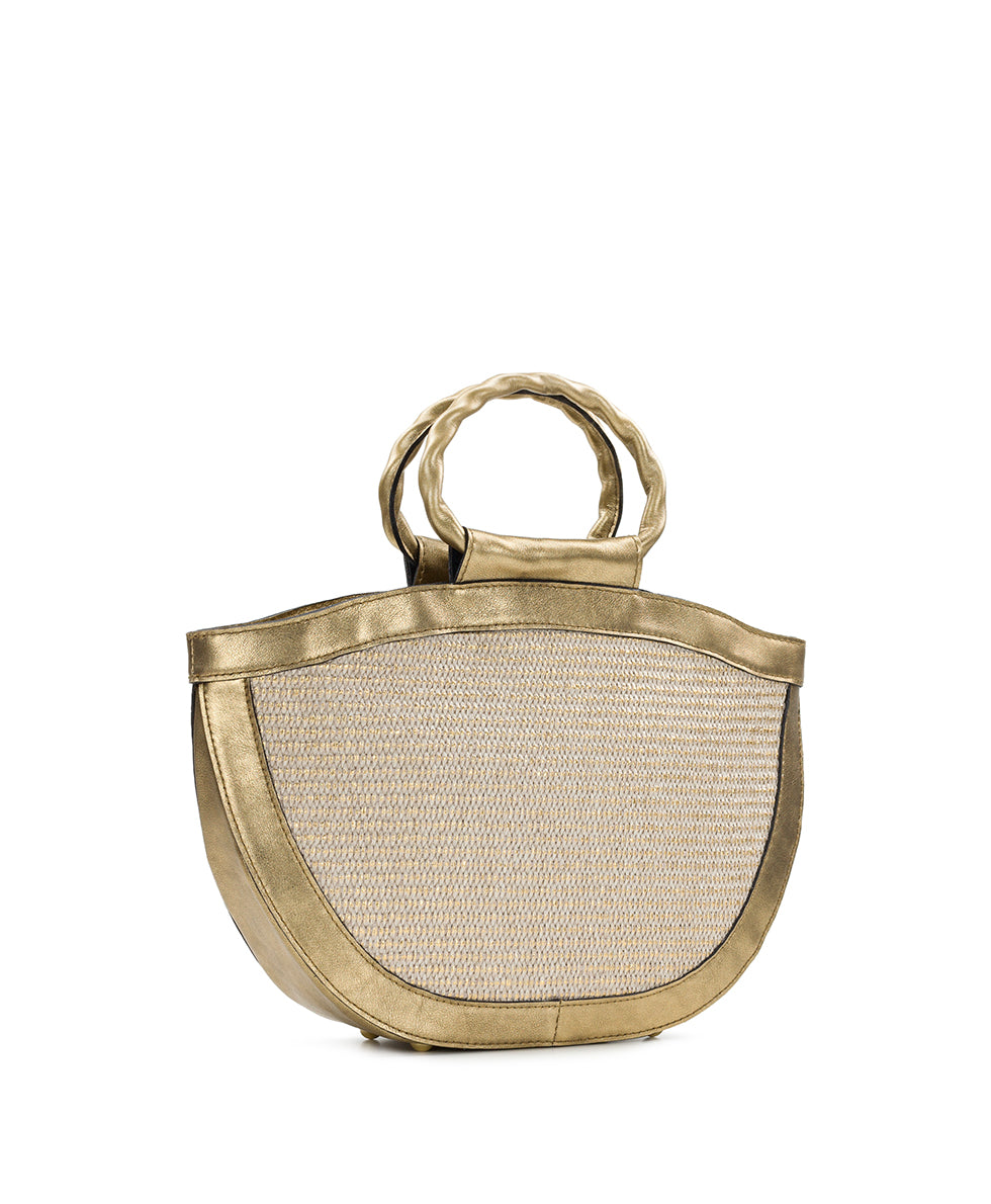 Ossi Satchel - Distressed Metallic Raffia