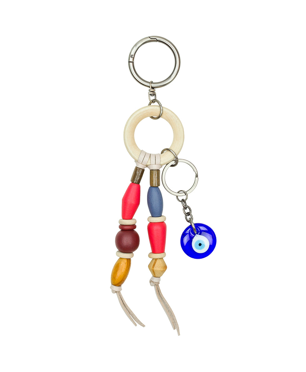 Wooden Bead Bag Charm - Brushed Nickel