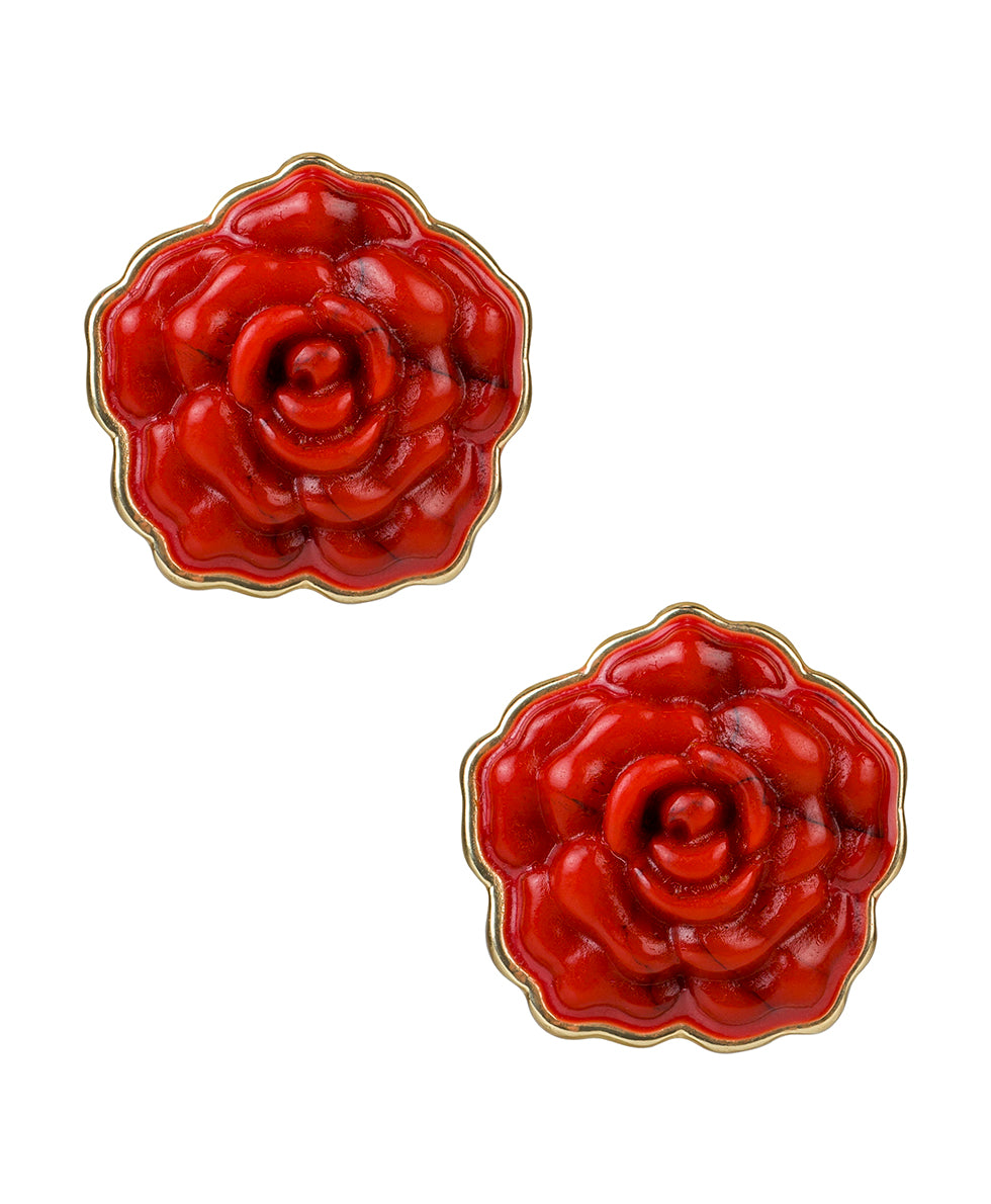 Rose Button Earrings - Rosey