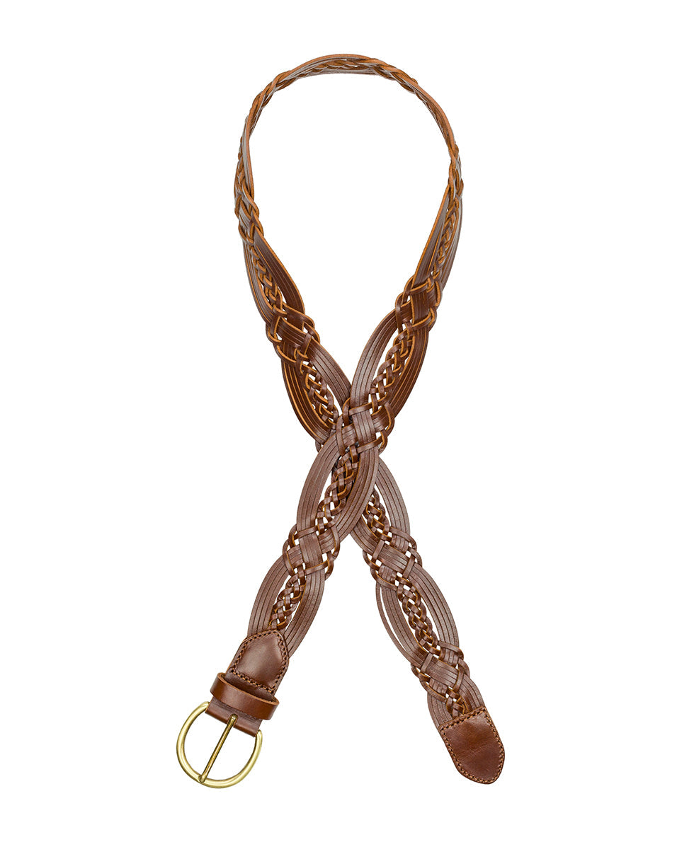 Melissa Belt - Braided Stitched — Cognac