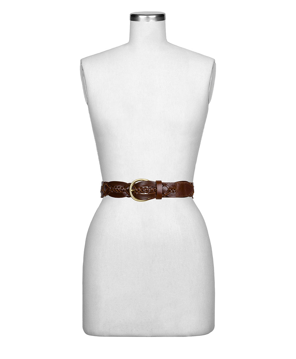 Melissa Belt - Braided Stitched — Cognac