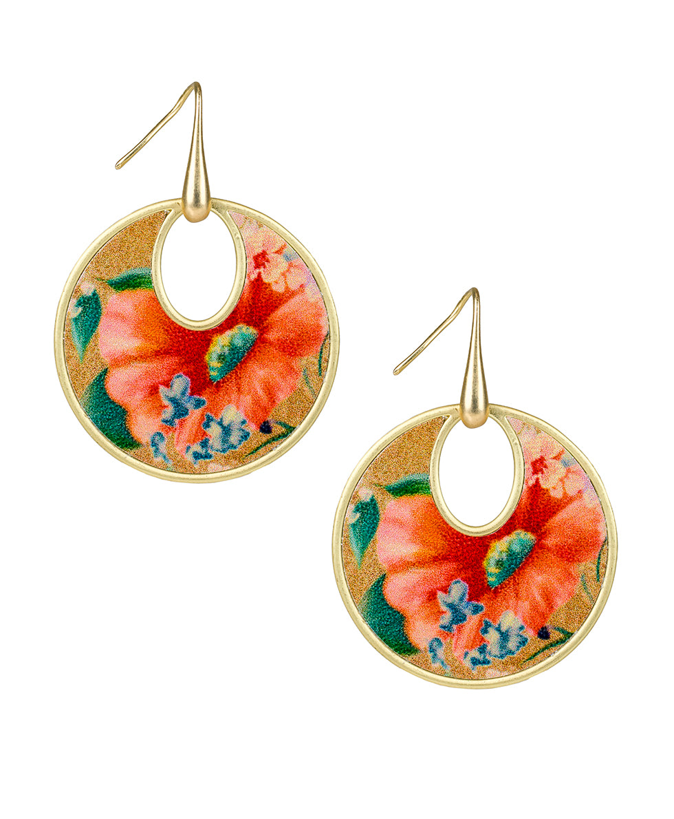 Sari Doorknocker Earrings - Apricot Blossoms