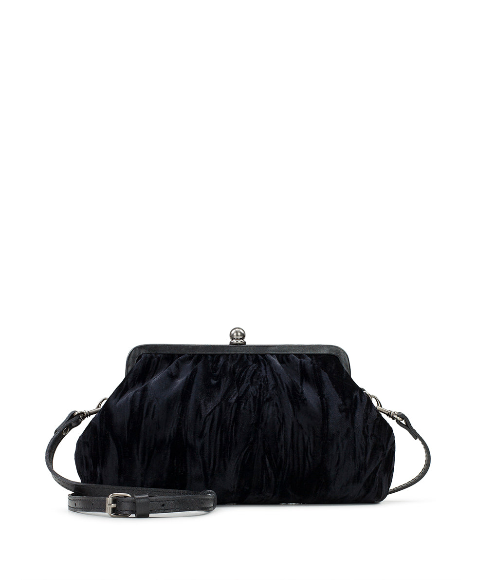 Ealing Frame Crossbody Bag with Leather Strap - Crushed Velvet