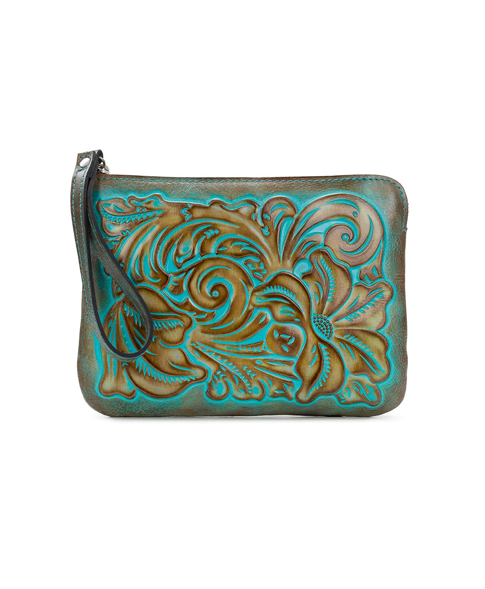 Cassini Wristlet - Tooled Turquoise