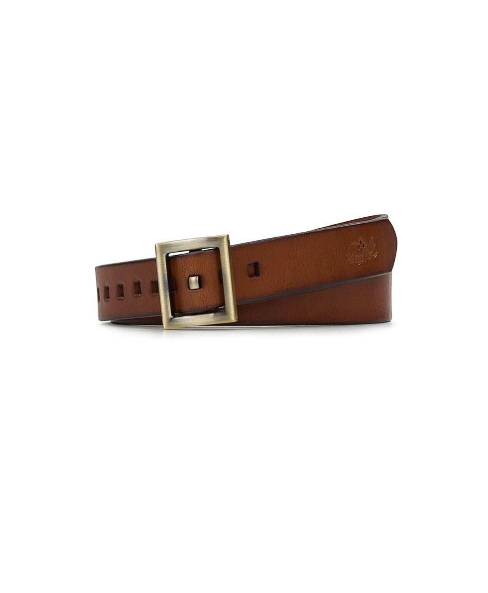 Huxton Square Buckle Belt - Handcut — Tan