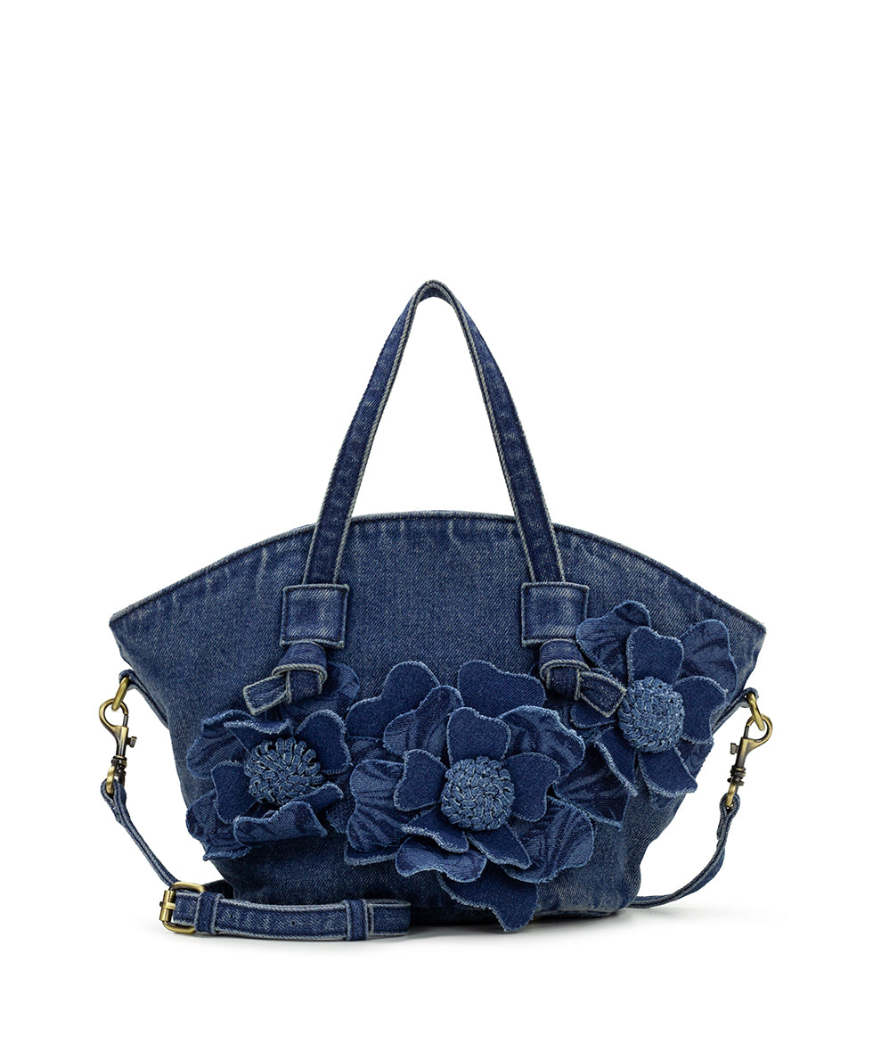 Corallina Tote Crossbody - Floral Applique Denim