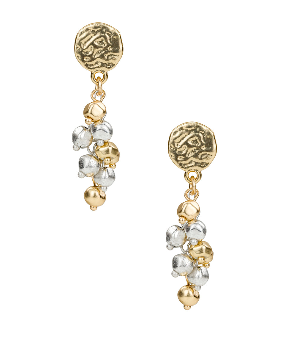 Multi Dangle Post Drop Earrings - Hammered Link