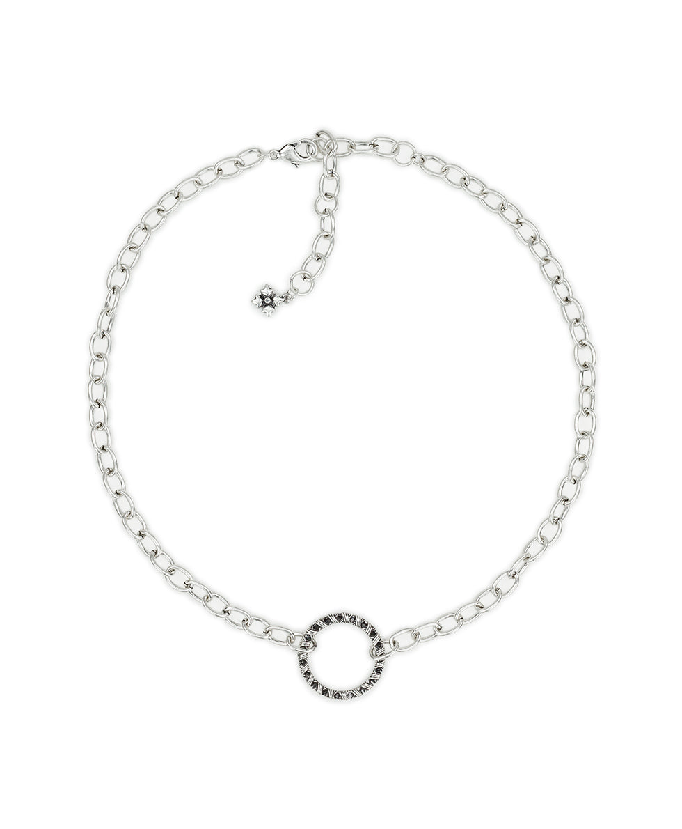 Large Ring Necklace - Woven Metal