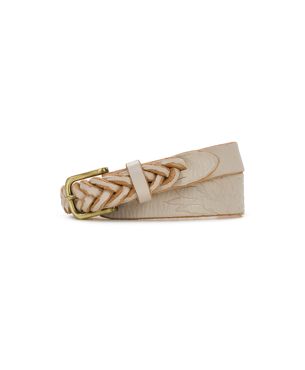 Evania Woven Belt - Spring Multi Tooled — Chalk White