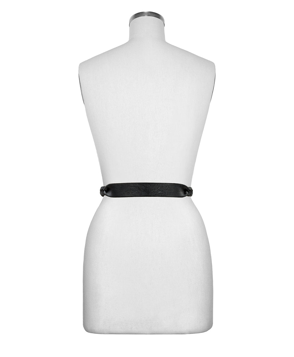Evania Woven Belt - Spring Multi Tooled — Black