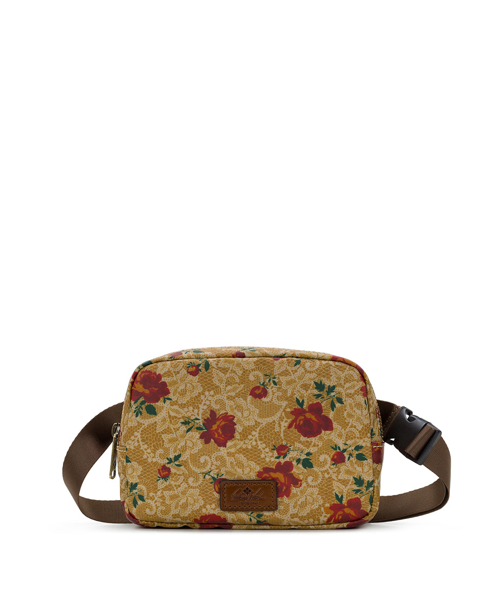 Tremezzo Belt Bag - Patina Coated Linen Canvas — Western Lace
