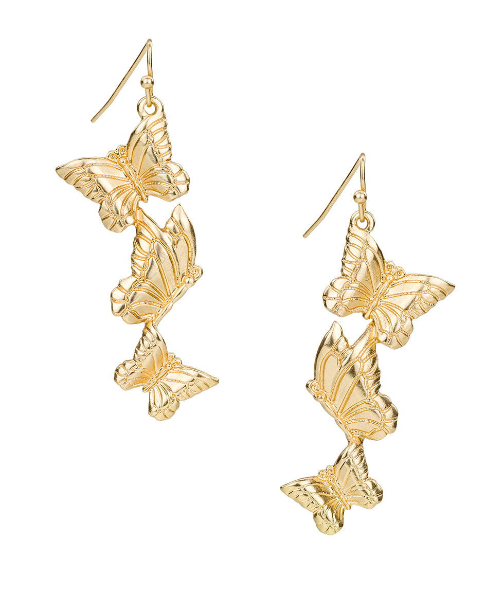 Multi Butterfly Drop Earrings - Butterfly Collection