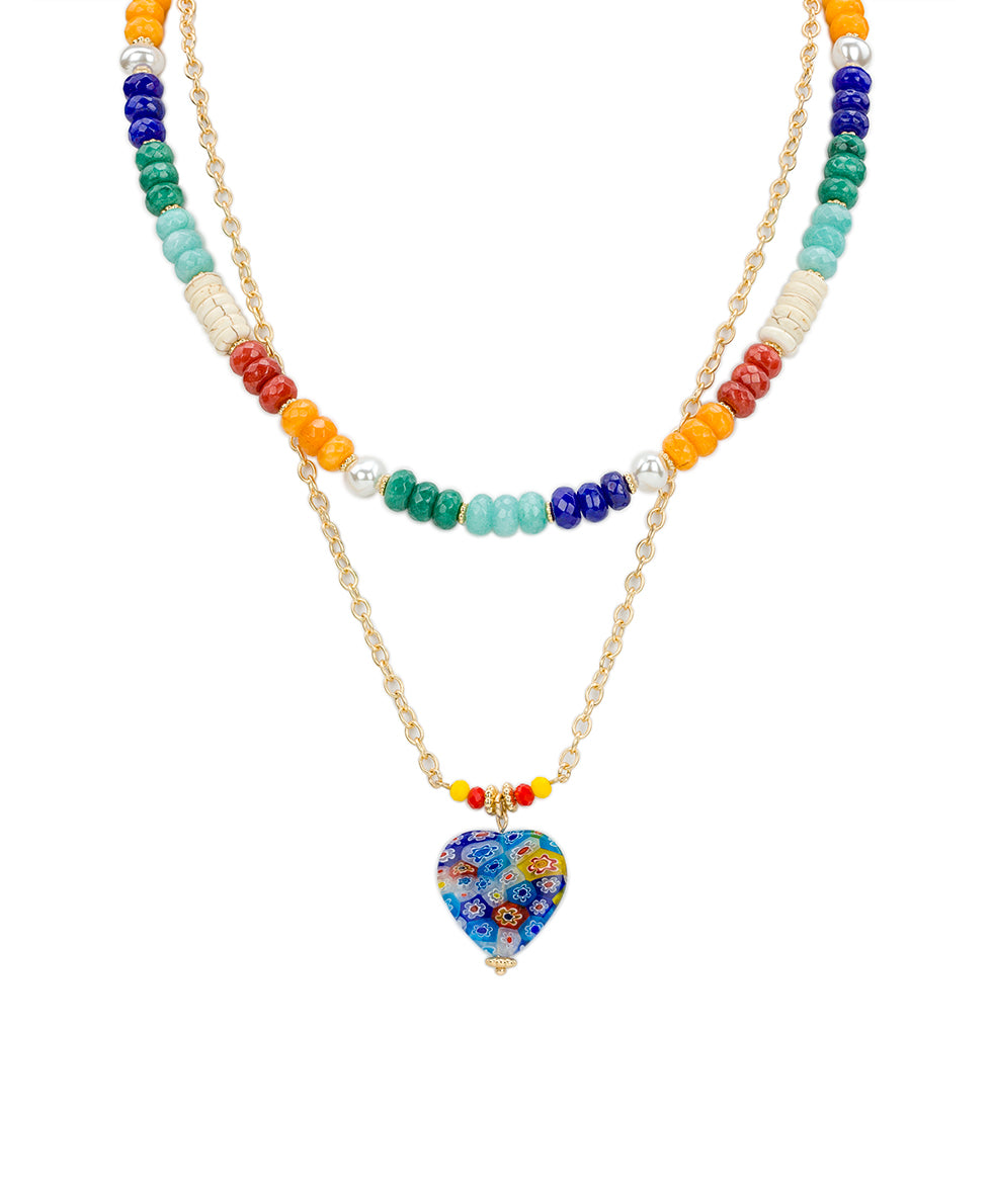 Heart Pendant Modular Necklace - World Bead